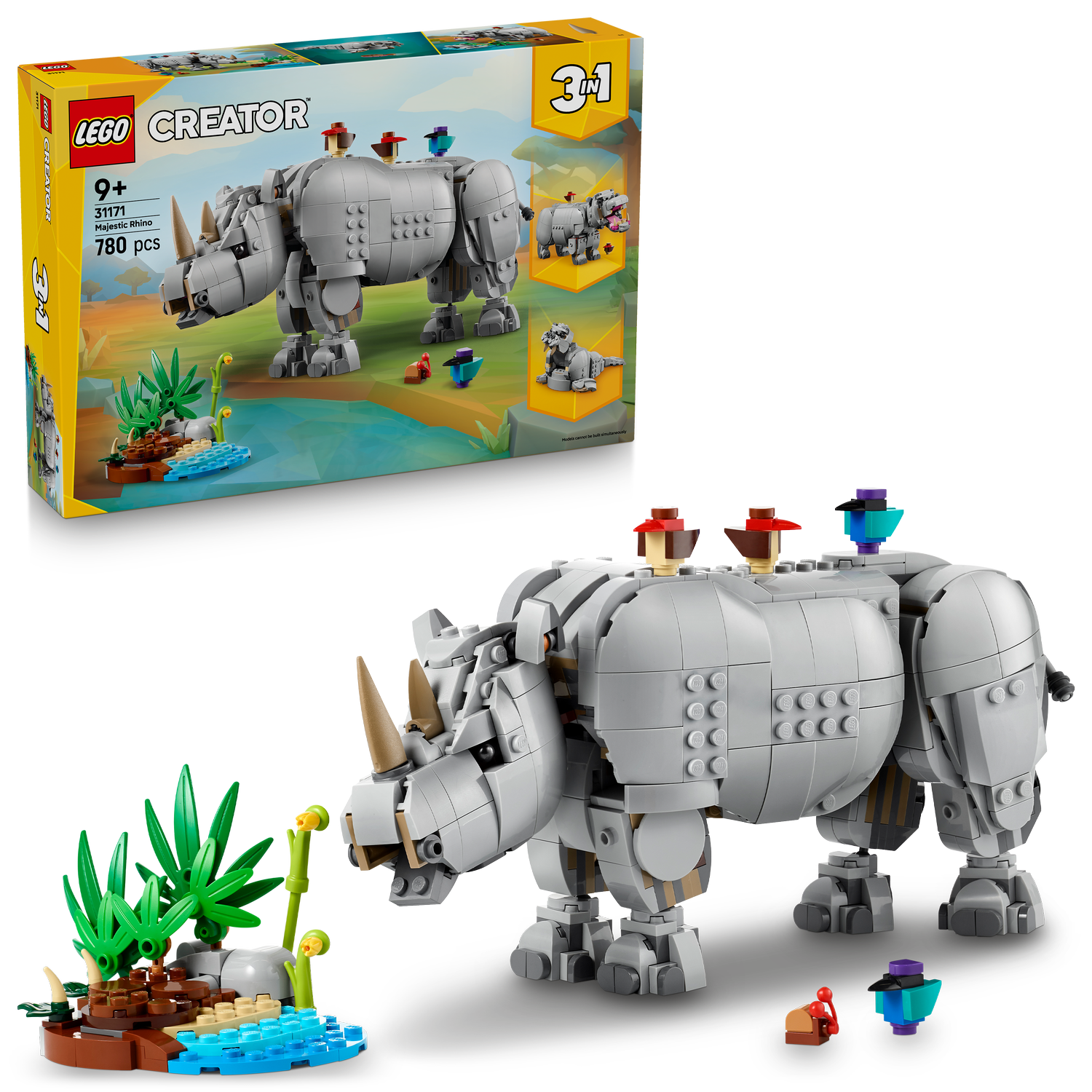 LEGO® Creator 3-in-1 Wild Animals: Majestic Rhino with Birds