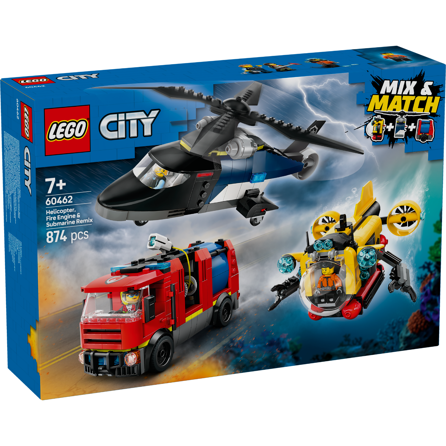 LEGO® City Helicopter, Fire Truck & Submarine Remix
